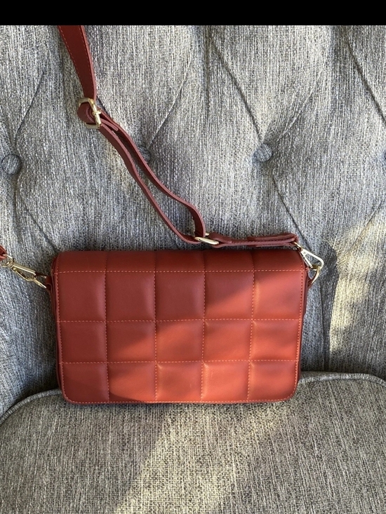 Unica Firenze Handbags - Unica Firenze Genuine Leather Terractta Quilted Crossbody Bag Made In Italy